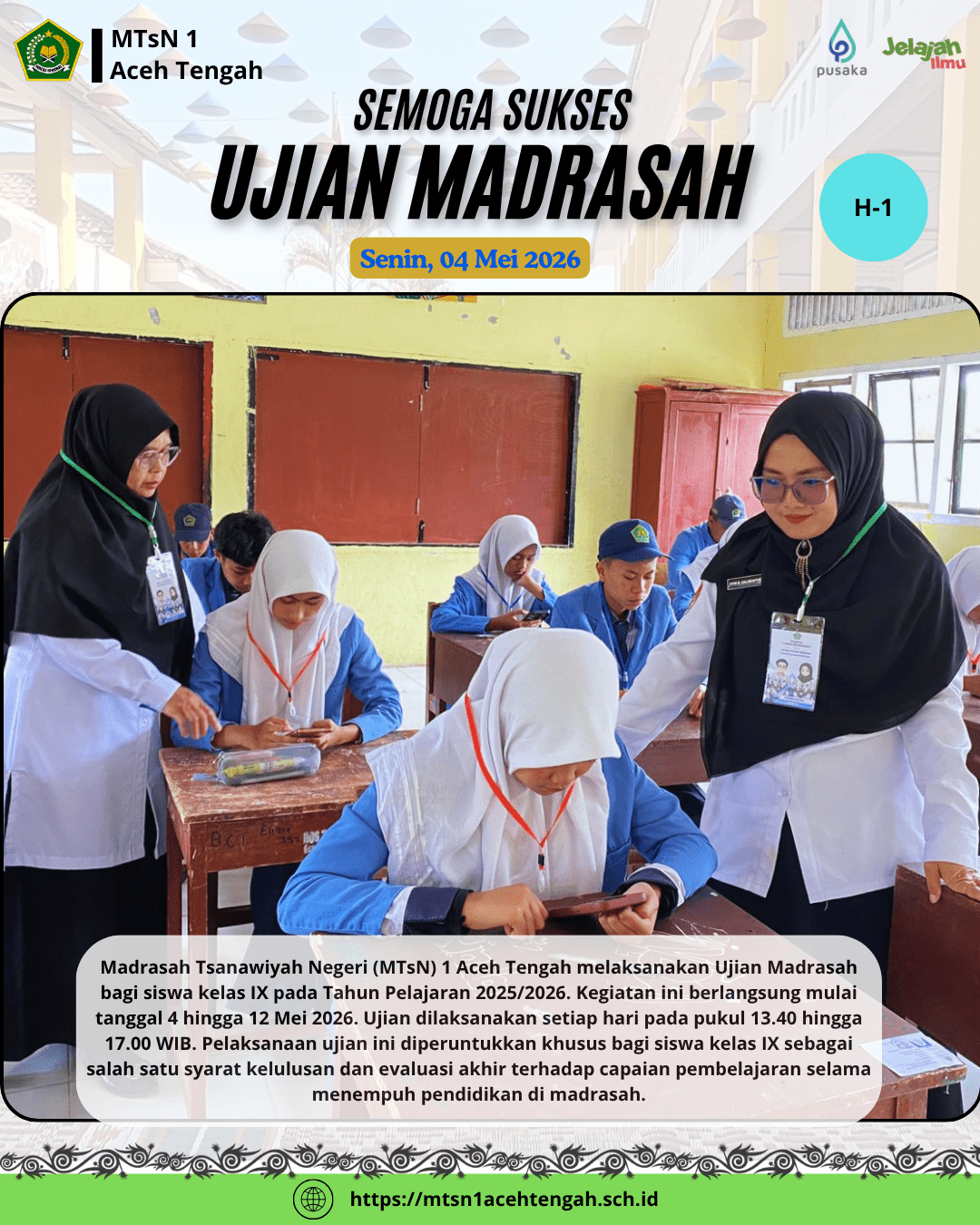MTsN 1 Aceh Tengah Gelar Ujian Madrasah Tahun Pelajaran 2025/2026