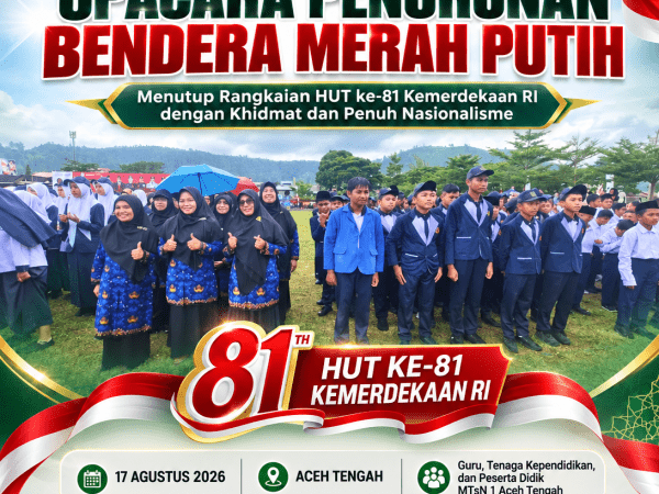 MTsN 1 Aceh Tengah Ikuti Upacara Penurunan Bendera Merah Putih