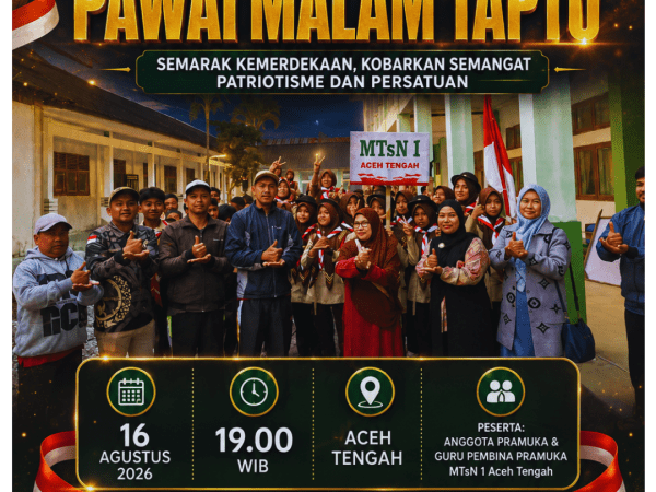 MTsN 1 Aceh Tengah Ikuti Pawai Malam Taptu
