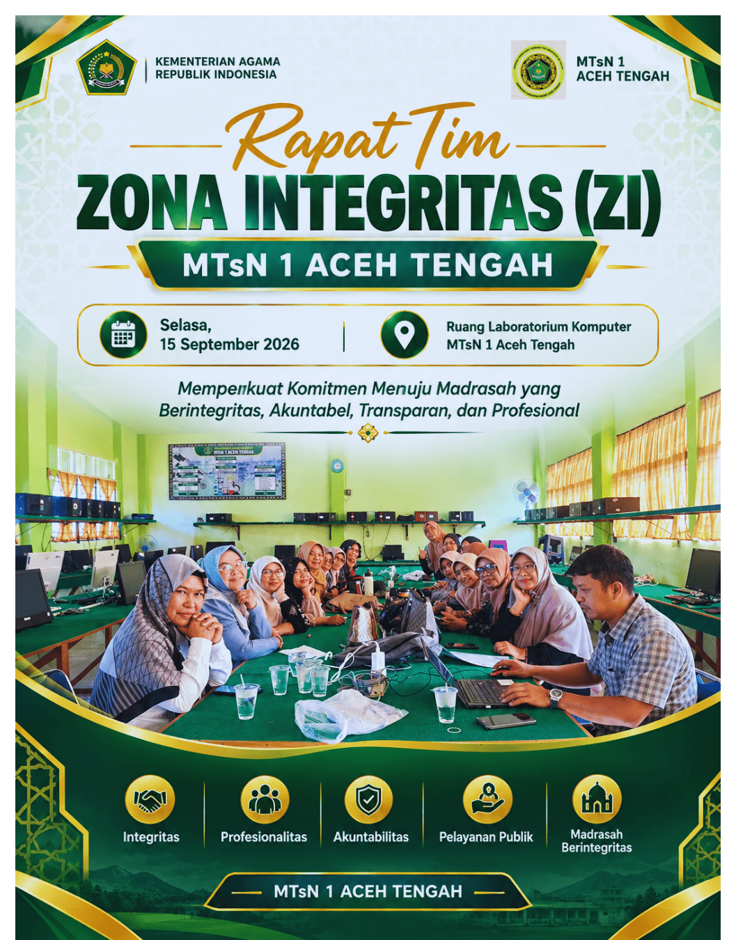 Rapat Tim ZI MTsN 1 Aceh Tengah Perkuat Komitmen Menuju Madrasah Berintegritas