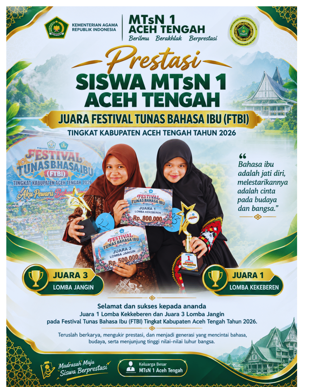 Juara 1 dan juara 3