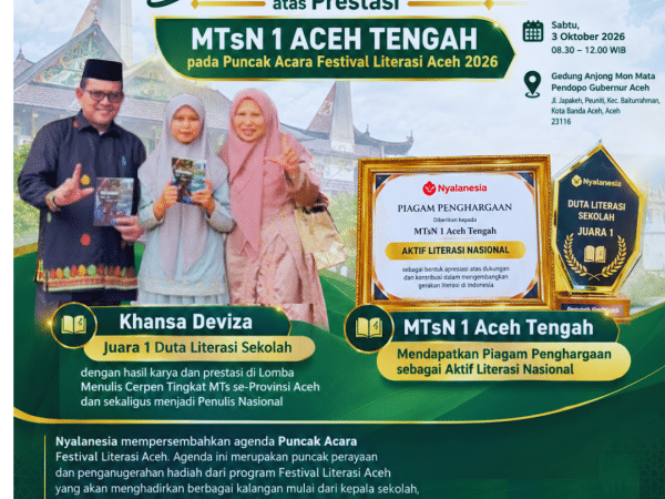 MTsN 1 Aceh Tengah Raih Prestasi pada Puncak Festival Literasi Aceh 2026